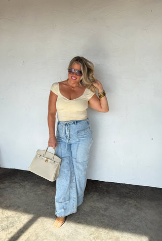 PREORDER- OUT AND ABOUT CAP SLEEVE TOP