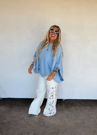 PREORDER- SUMMER FLORAL CHARM WIDE LEG JEAN