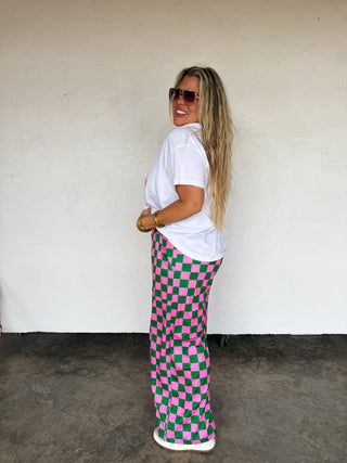 PREORDER- CHECKER HADDIE WIDE LEG PANTS