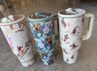 PREORDER- FLORAL & WESTERN STAINLESS STEEL TUMBLER