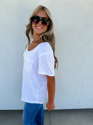 RILEY BOYFRIEND PATCH POCKET TEE