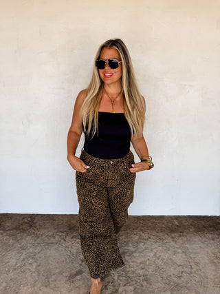 PREORDER- BEX CHEETAH BARREL JEANS (STRETCHY)
