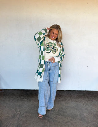 PREORDER- ST PATTY CHECKER CLOUD CARDIGAN