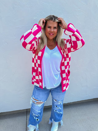 BEVERLY CHECKERED CARDIGAN