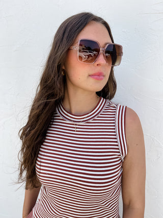 BIANCA BASIC STRIPE RIBBED TANK