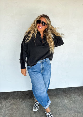 PREORDER- LONGER LENGTH- MARLEY SNAP BUTTON SWEATSHIRT