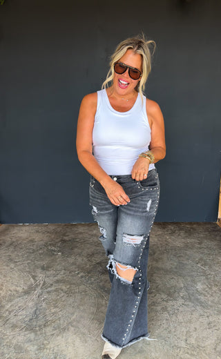 PREORDER- OFF THE GRID STUDDED JEANS