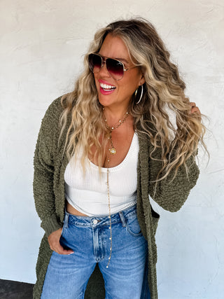 PREORDER- POPPY KNIT POPCORN CARDIGAN