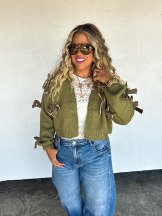 PREORDER- SLOANE BOW KNIT CARDIGAN