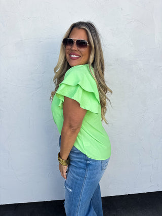 GARDEN STROLL FLUTTER SLEEVE TOP