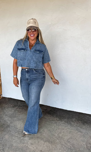 PREORDER- ANDI DENIM POCKET TOP