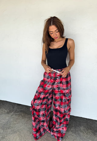 PREORDER- PLAID BEHAVIOR WIDE LEG PANTS