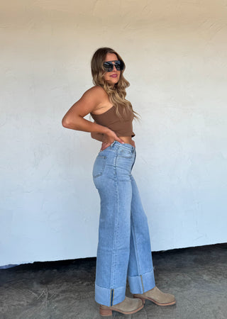 PREORDER- THE LENI WIDE CUFF JEAN