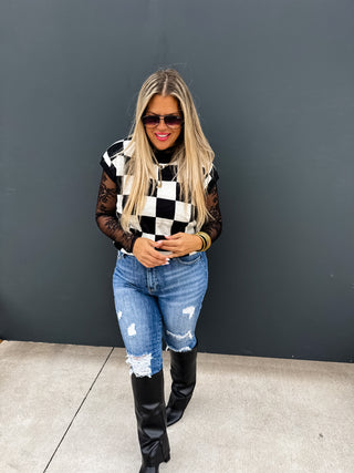 SIDNI CHECKERED SWEATER