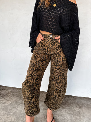 PREORDER- BEX CHEETAH BARREL JEANS (STRETCHY)