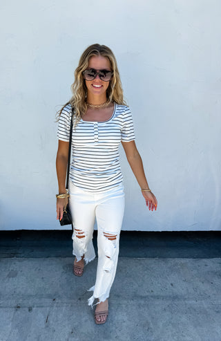 HAVEN RIBBED SNAP HENLEY TOP