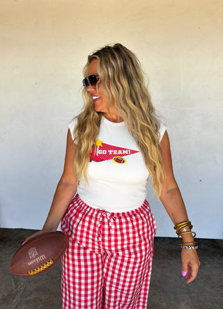 PREORDER- DIXIE GINGHAM RUFFLE PANTS