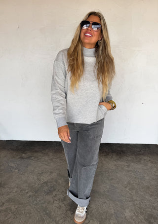 PREORDER- SPRING MOCK NECK POCKET PULLOVER