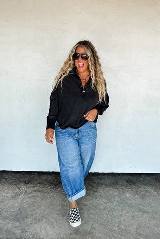 PREORDER- LONGER LENGTH- MARLEY SNAP BUTTON SWEATSHIRT