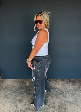 PREORDER- OFF THE GRID STUDDED JEANS