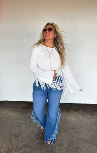 PREORDER- ON THE FRINGE FLARE JEANS