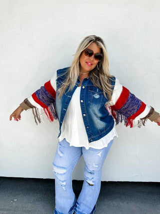 Fringe jean 2025 jacket denim